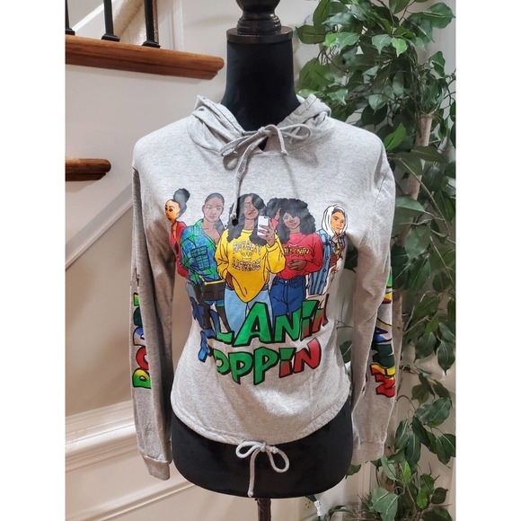 Onfire Womens Gray 100% Cotton Hooded Drawstring Long Sleeve Top Blouse Medium - Picture 14 of 14